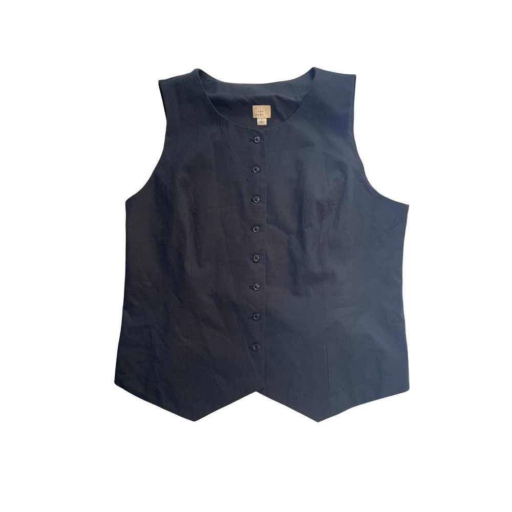 A New Day Womens Black Button Front Lined Tailored Waistcoat Vest Size Large - Picture 1 of 4